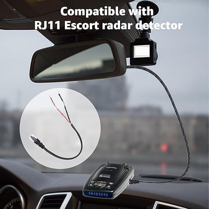 1PC RJ11 Replacement Mirror Wire Power Cord for Escort Radar Detectors，Fits Max 360C MaxCam Redline,Max Max2 Max 360,Inline Fuse,9500ix 8500x50 Redline Models ﻿