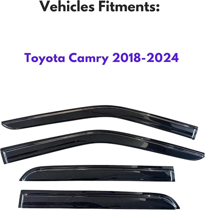 KPY Window Visor Compatible with Toyota Camry 2018-2024, 4PC Rain Guard Side Window Vent Deflectors Tape-On Mugen Style, 2018 2019 2020 2021 2022 2023 2024