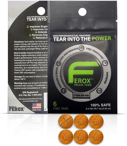Ferox Fuel Catalyst for Trucks | Heavy-Duty Fuel Treatment for Diesel & Gas | Optimize Power, Reduce Waste | Treats Large Tanks | 1 Tab = 50 GAL | Works in All Engines