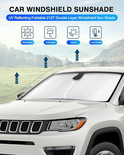 KUST Windshield Sun Shade for Jeep Compass 2007-2017 Window Shade Sun Visor Cover Foldable Blocks UV Rays Keep Your Car Cooler
