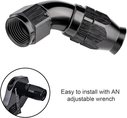 EVIL ENERGY 8AN 60 Degree PTFE One Piece Full Flow End Hose Fitting Aluminum Black