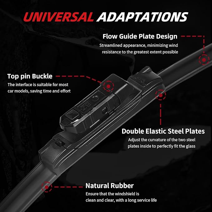OTUAYAUTO Premium Windshield Wiper Blades - Replacement for Volkswagen VW Atlas 2018-2024-Precision Fit, All-Weather Performance, Front and Rear Wiper Blades, Top Lock - 26"+22"+11" (Pack of 3)