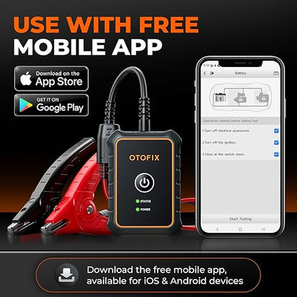 OTOFIX Car Battery Tester BT1 Lite, 6V 12V 100-2000 CCA Car Battery Analyzer, Auto Cranking Charging System Test Scan Tool, Battery Load Test,Use with D1/D1 Lite/D1 PROS/D1 MAX/IM1/IM2/Ultra