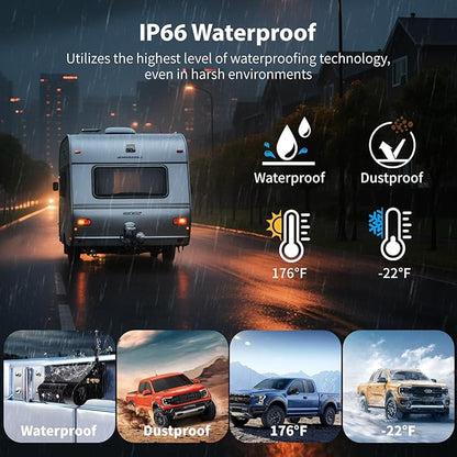 Solar Wireless Backup Camera Magnetic, 7 Inch Portable Installation RV Backup Camera, 1080P HD Rear View Camera, Rechargeable 7'' Monitor Kit for Car, IR Night Vision, 150° Wide Angle, DIY Guide Lines
