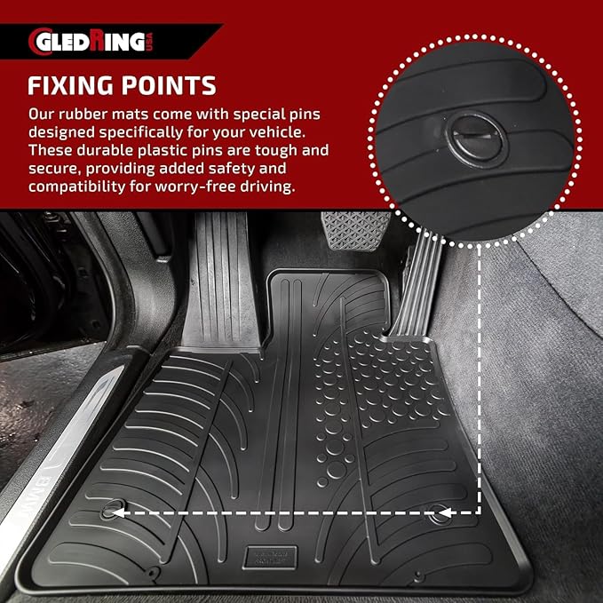 Gledring USA Custom Fit Floor Mats Intended for Toyota Tundra CrewMax 2012-2021 - No Trimming Needed. All Weather Rubber mats for Year Round Protection from mud and Snow.