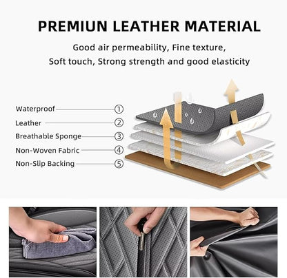 AOMSAZTO Ford Ranger Seat Covers: Full Set Custom Fit 2019 2020 2021 2022 2023 2024 2025 Ford Ranger Breathable Waterproof Leather Seat Protector(5 Seats, Black&Grey)