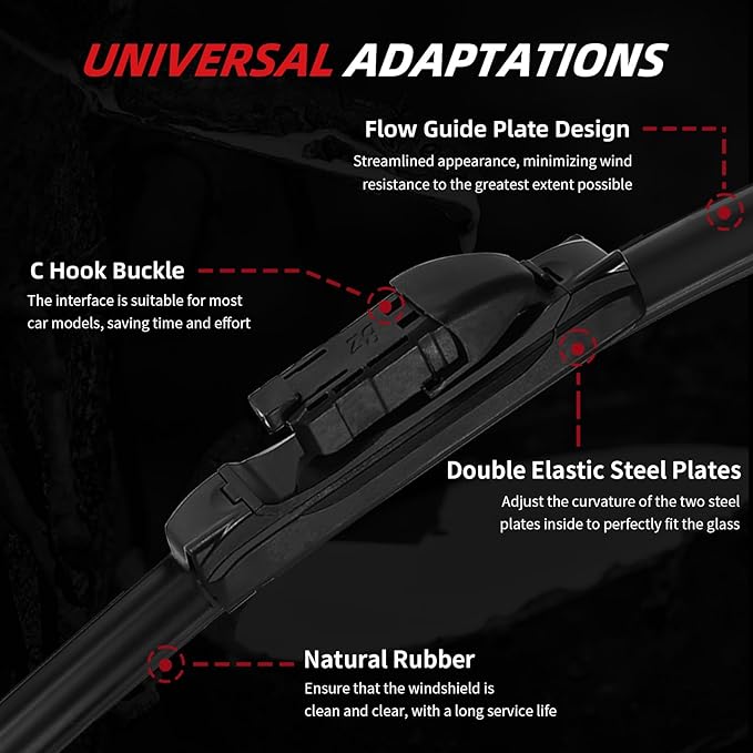 OTUAYAUTO Premium Windshield Wiper Blades - Replacement for Chevy Equinox 10-17, GMC Terrain 10-17, All-Weather Performance, Front and Rear Wiper Blades, Top Lock - 24"+17"+13" (Pack of 3)