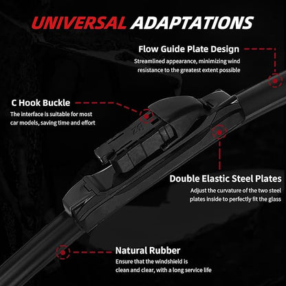 OTUAYAUTO Premium Windshield Wiper Blades - Replacement for Chevy Equinox 10-17, GMC Terrain 10-17, All-Weather Performance, Front and Rear Wiper Blades, Top Lock - 24"+17"+13" (Pack of 3)