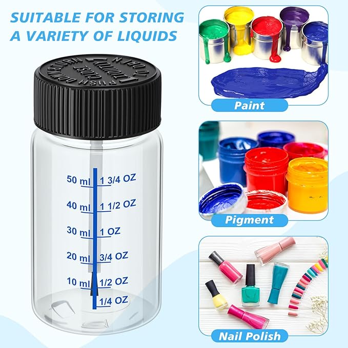 Mumufy 60 Pcs Touch up Paint Bottles with Brush and Lid Empty Touch up Bottle with Mixing Balls 2 oz Fluid Capacity Leftover Paint Container for Car Scratches Repair (Clear)