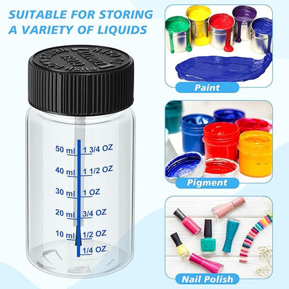 Mumufy 60 Pcs Touch up Paint Bottles with Brush and Lid Empty Touch up Bottle with Mixing Balls 2 oz Fluid Capacity Leftover Paint Container for Car Scratches Repair (Clear)
