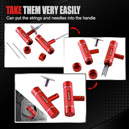 Heavy Duty Tire Repair Tools Kit - 108 PCS Set Truck Tool Box for Motorcycle, Car, ATV, Jeep, Truck, Tractor Flat Tire Plug Kit