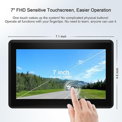 Fookoo 2 Magnetic Solar Wireless Backup Camera 7" IPS Touchscreen Monitor 1 Min DIY Install Portable Scratch-Proof No Drilling HD 1080P DVR Rechargeable Night Vision for Car RV Truck Camper - DCM702