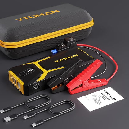 VTOMAN V10 Pro 4500A Jump Starter, Portable Car Starter (All Gas, 10.0L Diesel Engine) 12V Lithium Jump Box, Battery Booster Power Pack, Car Battery Charger Jumper with Type C Quick Charge, LED Lights