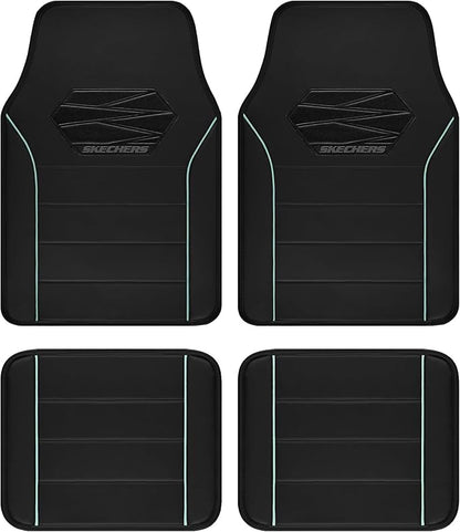 Skechers Memory Foam Car Mats,Leather Piping Car Floor Mats with Anti-Slip Pad,Universal Waterproof Fit Automotive Floor mats for Cars SUV,Vans,sedans,Trucks,car mats Full Set 4pcs Red