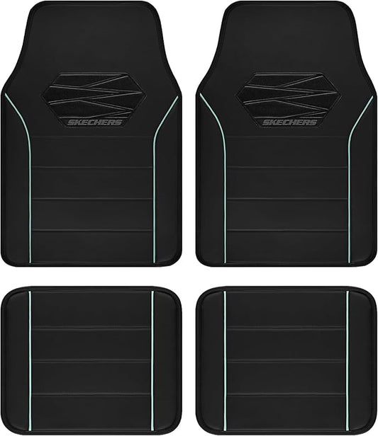 Skechers Memory Foam Car Mats,Leather Piping Car Floor Mats with Anti-Slip Pad,Universal Waterproof Fit Automotive Floor mats for Cars SUV,Vans,sedans,Trucks,car mats Full Set 4pcs Red