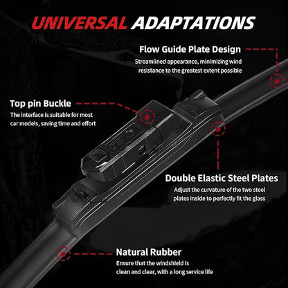 OTUAYAUTO Windshield Wiper Blades - Replacement for Volkswagen Taos 2022 2023 2024, Front and Rear Wipers Set, Top Lock - 26"+18"+11" (Pack of 3)