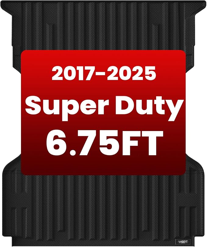 LASFIT Bed Mat 6.75ft for Ford F250 F350 F450 2017-2026 Super Duty 81.9" Truck Bed Liner, All Weather TPE Car Bed Mat for F-250 F-350 F-450, 1PC Black