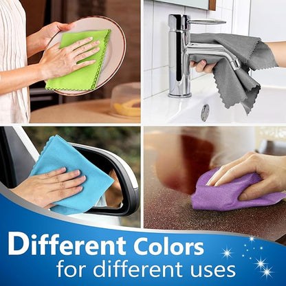 Microfiber Cleaning Cloth Glass Window Stainless Steel Mirror Polishling Rags Eyeglass Windshield Household Nano Sparkle Cloth Lint Free Cloth Cleaning Supplies Shiny Wipes, Pack of 8, 16" x 12"