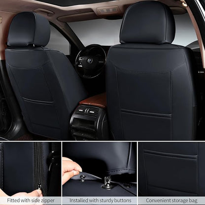 Car Seat Covers Full Set Leather Seat Covers Automotive Seat Covers Universal Car Seat Cover for Most Cars Black