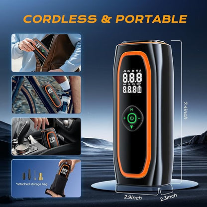 Tire Inflator Portable Air Compressor, 220PSI Air Pump for Car Tires with 26000mAh Battery, One Click Smart Air Pump Tire Inflator for Car, Motorcycle, Bicycle and More with Tire Pressure Gauge