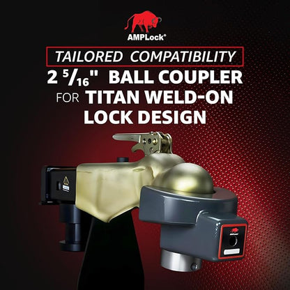 AMPLock - U-BRHT2516 2-5/16" Trailer Ball Hitch Lock - Titan Weld-on Design for Boat, RV, and RVs & Travel Trailer Hitch Coupler Locks, Patented 2-Parts Anti-Theft Lock with Push & Locking System