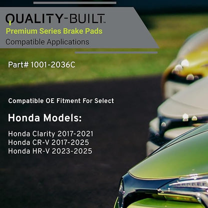 Premium Ceramic Front Brake Pads (1001-2036C) Compatible with Honda Clarity 2017-2021, Honda CR-V 2017-2025, Honda HR-V 2023-2025