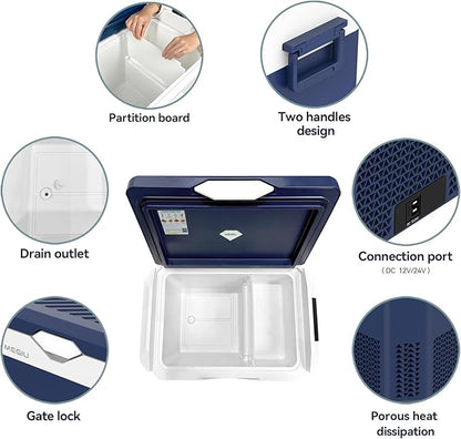 Car Refrigerator Portable 12V Fridge 32 Quart 12 Volt Freezer Compressor Cooler 12V/24V DC 110～240 V AC for Truck Van RV Camper SUV and Home Use