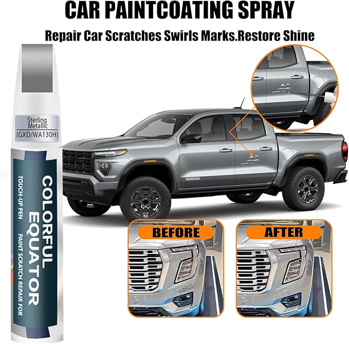 Sterling Metallic(GXD/WA130H) Touch Up Paint for GMC, Car Paint Pen Scratch Repair Two-In-One Touch Up Paint, Premium Car Scratch Remover for Deep Scratches