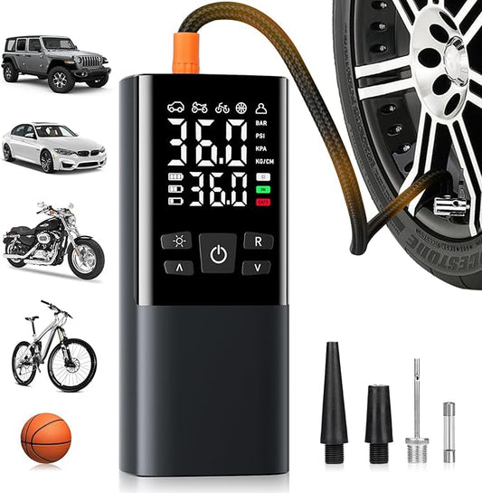 Bestview Tire Inflator Portable Air Compressor-150PSI Air Compressor 4X Faster, Equipped with Digital Pressure Gauge and LED Light,Suitable for Cars, Bicycles, Motorcycles and Ball Sports Equipment