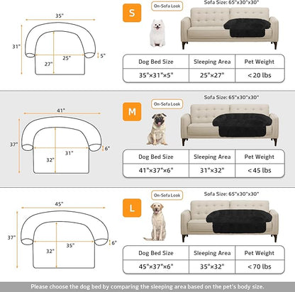 GGIB Calming Dog Bed Fluffy Plush Dog Mat for Furniture Protector with Removable Washable Cover for Large Medium Small Dogs and Cats (Medium, Black)