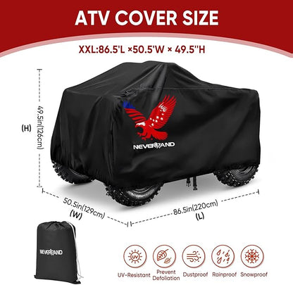 Neverland ATV Cover, Waterproof Heavy Duty 4 Wheeler Cover with Buckle, Dustproof Anti UV Windproof All Weather Outdoor Storage Quad Cover for Polaris Sportsman Yamaha Honda Coleman