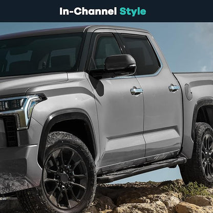 4PCS in Channel Rain Guards Fit for 2022 2023 2024 2025 Toyota Tundra Crew Max, Durable Side Wind Deflectors, Vent Window Visors Shades Shield