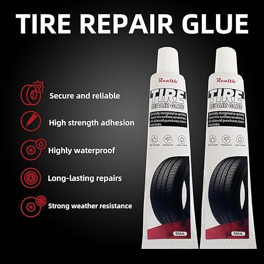 Tire Repair Glue 100ml, Rubber Cement Tire Repair, Tire Plug Glue, Tire Patch Glue Heavy Duty, Three Sizes Tire Repair Nail 15 Pcs, Sidewall Tire Repair Kit for Car, Motorcycle, Bike, Truck, Tractor