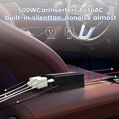 Power Inverter 1000W,Inverter 12v to 110v Car Power Inverters for Vehicles, DC to AC Car Plug Adapter Outlet Converter for Laptop Vehicles Camping Road Trip Essentials Adults