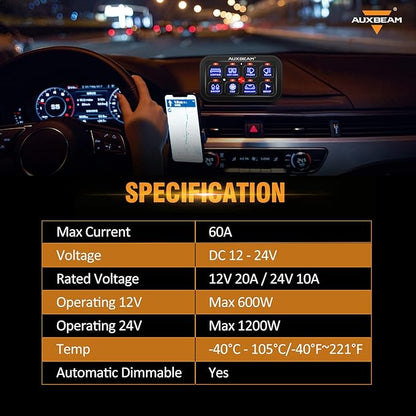 Auxbeam 8 Gang Switch Panel BB80, Universal Circuit Control Relay System Box with Automatic Dimmable On-Off LED Switch Pod Touch Switch Box for Car Pickup Truck Boat ATV UTV, Blue 2 Years Warranty