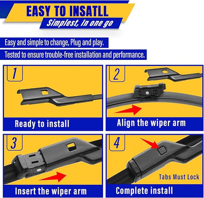 3 wipers Replacement for 2015-2021 VW Volkswagen Golf/2015-2020 VW e-Golf/2015-2021 VW GTI, Windshield Wiper Blades Original Equipment Replacement - 26"/18"/11" (Set of 3) Top Lock