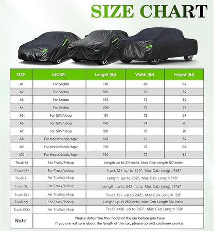 KouKou Car Cover Waterproof All Weather, 7 Layers Outdoor Car Covers for Automobiles with Zipper, Universal Fit Sedan Honda Civic,Toyota Corolla, Hyundai Elantra, Kia Forte, ect.(Length 177-185 inch)