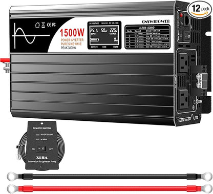 Xijia 1500W (Peak Power 3000W) Pure Sine Wave Inverter DC 36v to 120v Inverter 60HZ Solar Converter for Home Use,RV, Camping, Boat,Outdoor (DC36V (Range 30V-45V) 1500W)