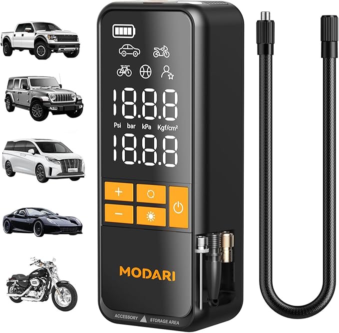 Tire Inflator Portable Air Compressor, 5X Faster 160 PSI Portable Tire Inflator for Car, Built-in Magnetic Storage, Auto Shut-Off Cordless Air Pump for Car Tires, SUV, Truck (No case)