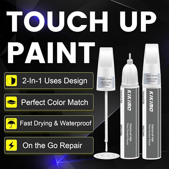 KIKIMO for Tesla Touch Up Paint(Ultra Red(PR01)), Car Paint Repair Kit for Tesla Model Y/3/S/X, 2 In 1 Scratches Repair with Pen Tip and Brush, Color-Matched for Quick & Easy Fix