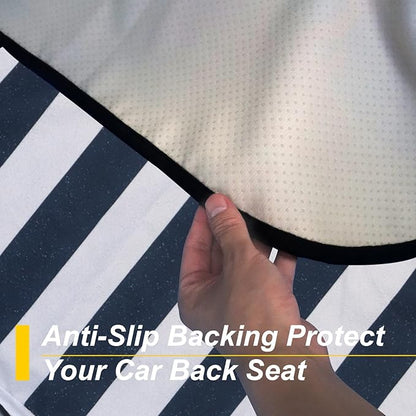 Back Seat Cover for Car Trucks Van SUV,Waterproof Rear Bench Towel Seat Covers for Dogs and Kids,Automotive Backseat Protector (Blue Stripe)