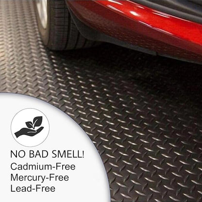 SEAL 5 x 8 Ft Premium Garage Floor Mat, Solid 2.8mm Thickened Black Commercial Grade Heavy Duty Parking Mat for Garage Floor, Golf Cart, Water/Stain Resistant Floor Runner (Embossed Diamond Plate)