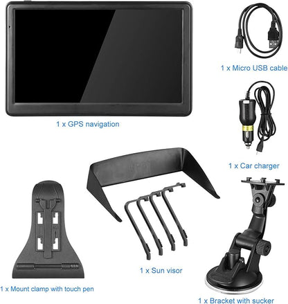 GPS Navigation for Car, Latest 2025 Map,7 inch Touch Screen Real Voice Spoken Turn-by-Turn Direction Reminding Navigation System for Cars, Vehicle GPS Satellite Navigator with(Free Lifetime Updates)