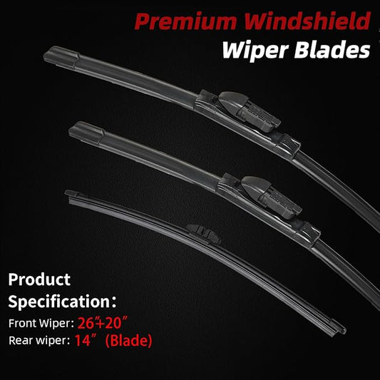 OTUAYAUTO Windshield Wiper Blades - Replacement for BMW X5 2019-2023, Front and Rear Wipers Set, Top Lock - 26"+20"+14" (Pack of 3)