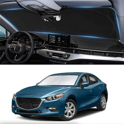 Custom Fit Mazda 3 Windshield Sunshade for Mazda 3 Accessories 2019-2024 2025 2026 Hatchback/Sedan Accessories Front Window Shades Cover for Windshield Sun Visor Protector Keep Car Cooler