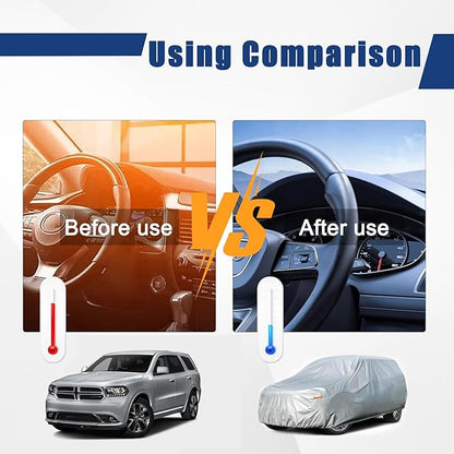 Kayme 6 Layers SUV Car Cover Custom Fit for Dodge Durango (2004-2025) Waterproof All Weather for Automobiles, Outdoor Full Cover Rain Sun UV Protection.Silver