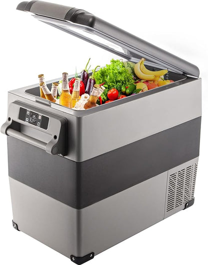 VEVOR CF55 12 Volt 58 Qt Refrigerator, Dual Zone Portable Compressor 12/24V DC and 110-240V AC, Freezer Fridge Cooler, for Car, Truck RV, Camping and Home Use, Black+Gray