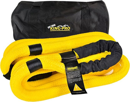 KING-PRO Kinetic Recovery Rope 1“x30' Towing Rope 44,000lbs Breaking Strength 100% Nylon Made Heavy Duty Offroad Snatch Strap 30% Elasticity for Full-Size Truck Large SUVs Offroad Vehicels