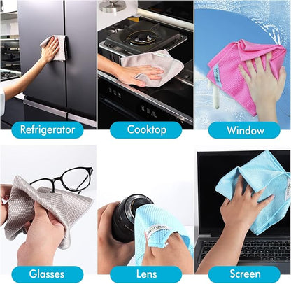 Nano Streak Free Magic Microfiber Cleaning Cloths Easy Clean Nanoscale,Fish Scale Window Mirror Glass Car Stainless Steel Cleaning,Lint Free Dish cloth Wine Glass Polishing Towel,Reusable,Pack 6,Mix