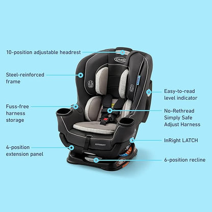 Graco Extend2Fit Convertible Baby Car Seat, Rear and Forward Facing, Adjustable Extension Panel for Extra Legroom, Redmond
